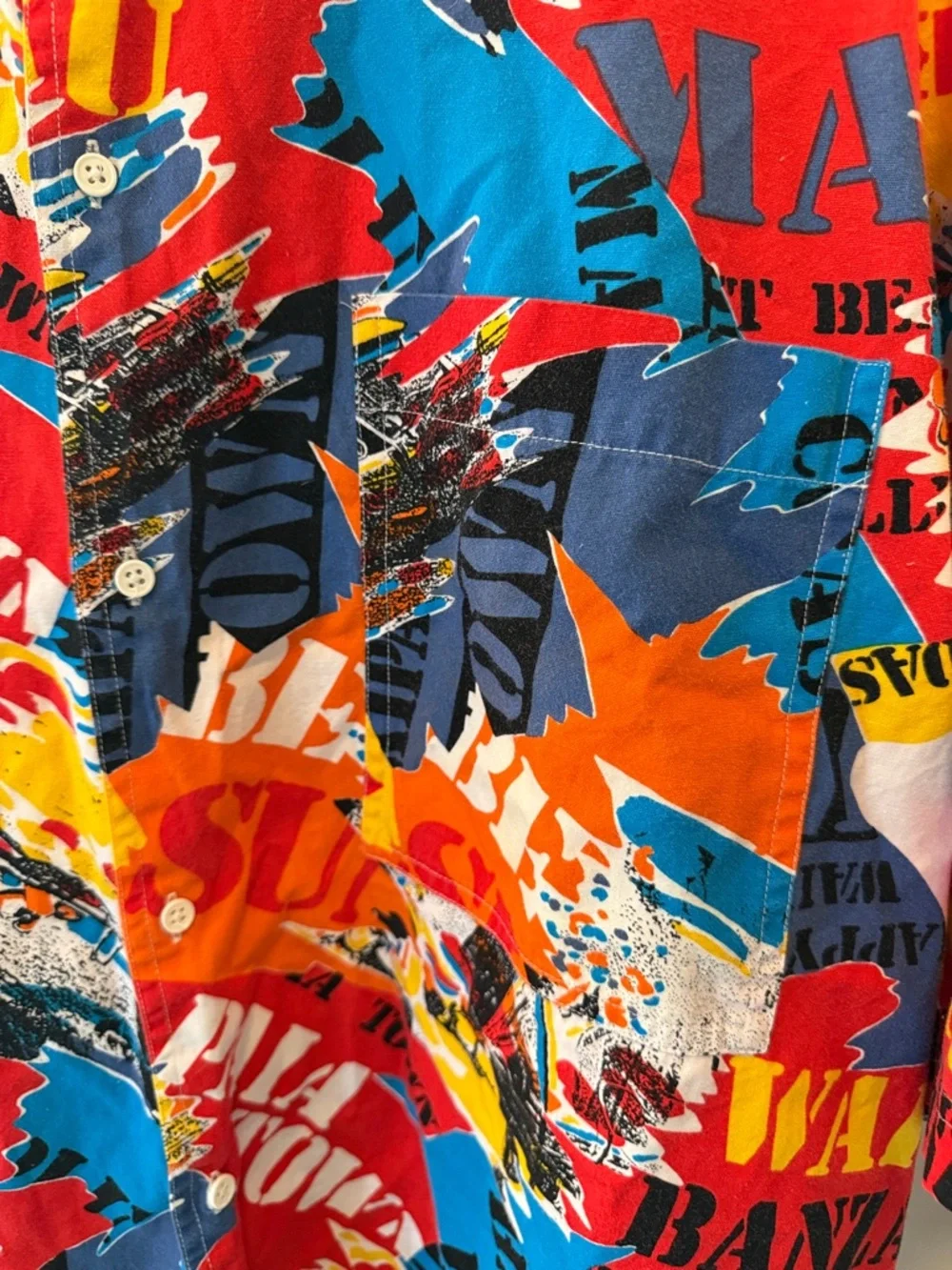 Vintage‎ Daniel Hechter Hawaiian Graphic Button-Up Shirt XL Retro Surf Print